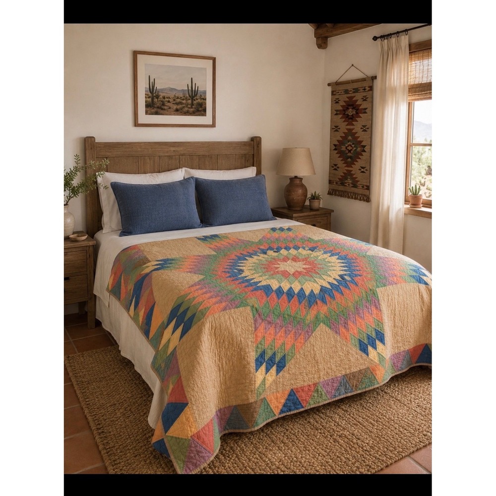 Vintage 8 point lone star quilt